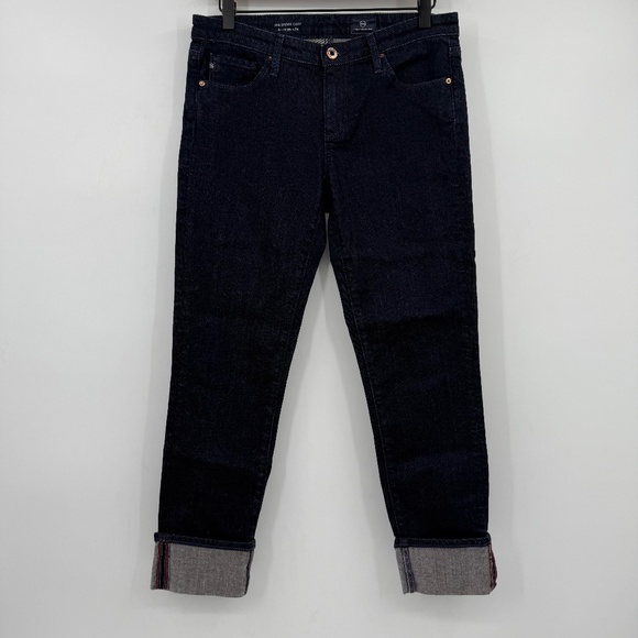 AG Adriano Goldschmied Jeans Women 28 Blue Stevie Cuff Slim Straight Denim - Picture 1 of 15